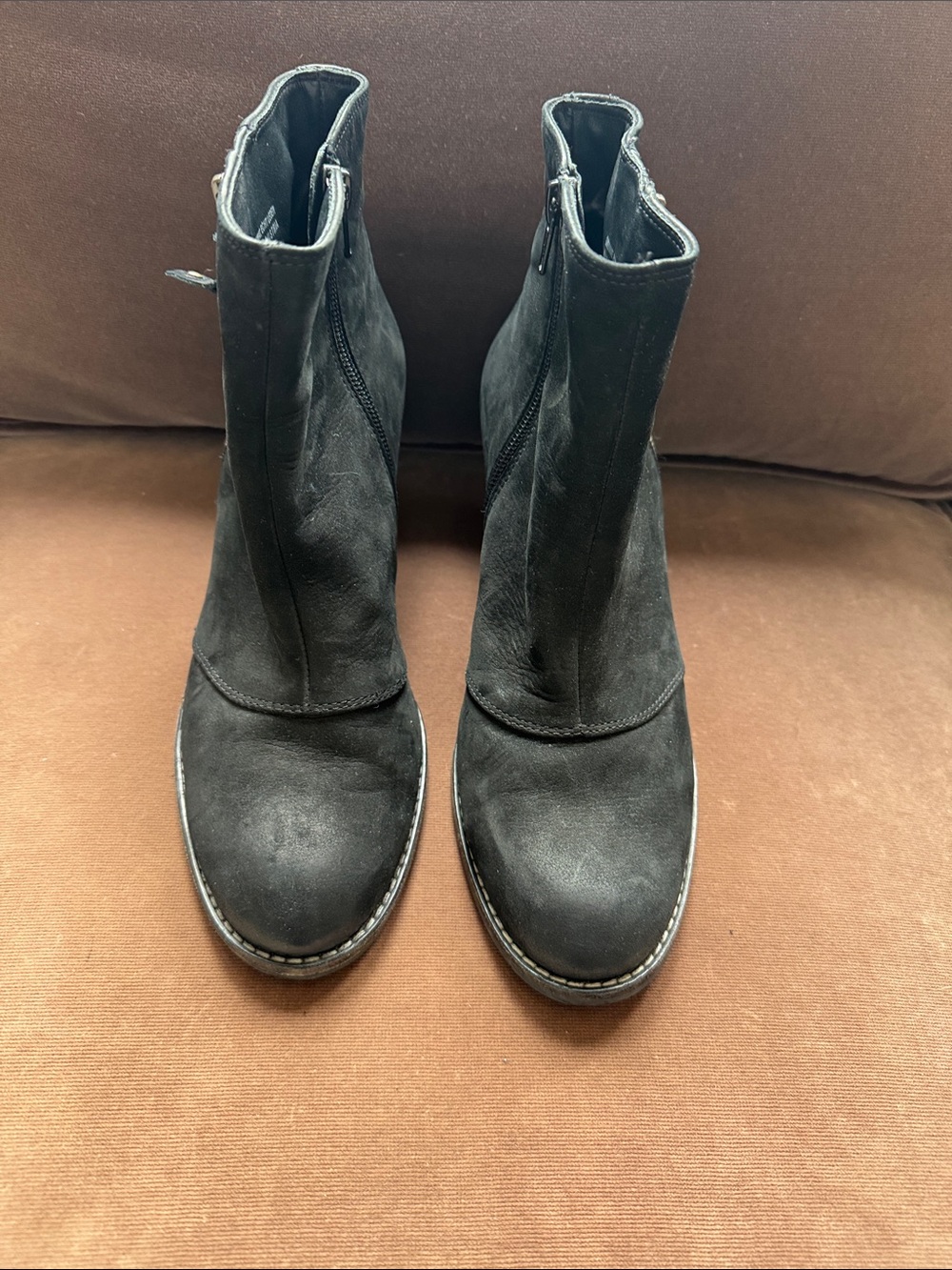 Paul Green Black Nubuck Ankle Booties with Side Zips Hardly Worn!
